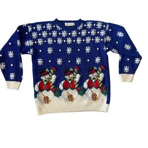 Vintage Marisa Christina Classics 1994 Snowman Christmas Sweater Size Medium
